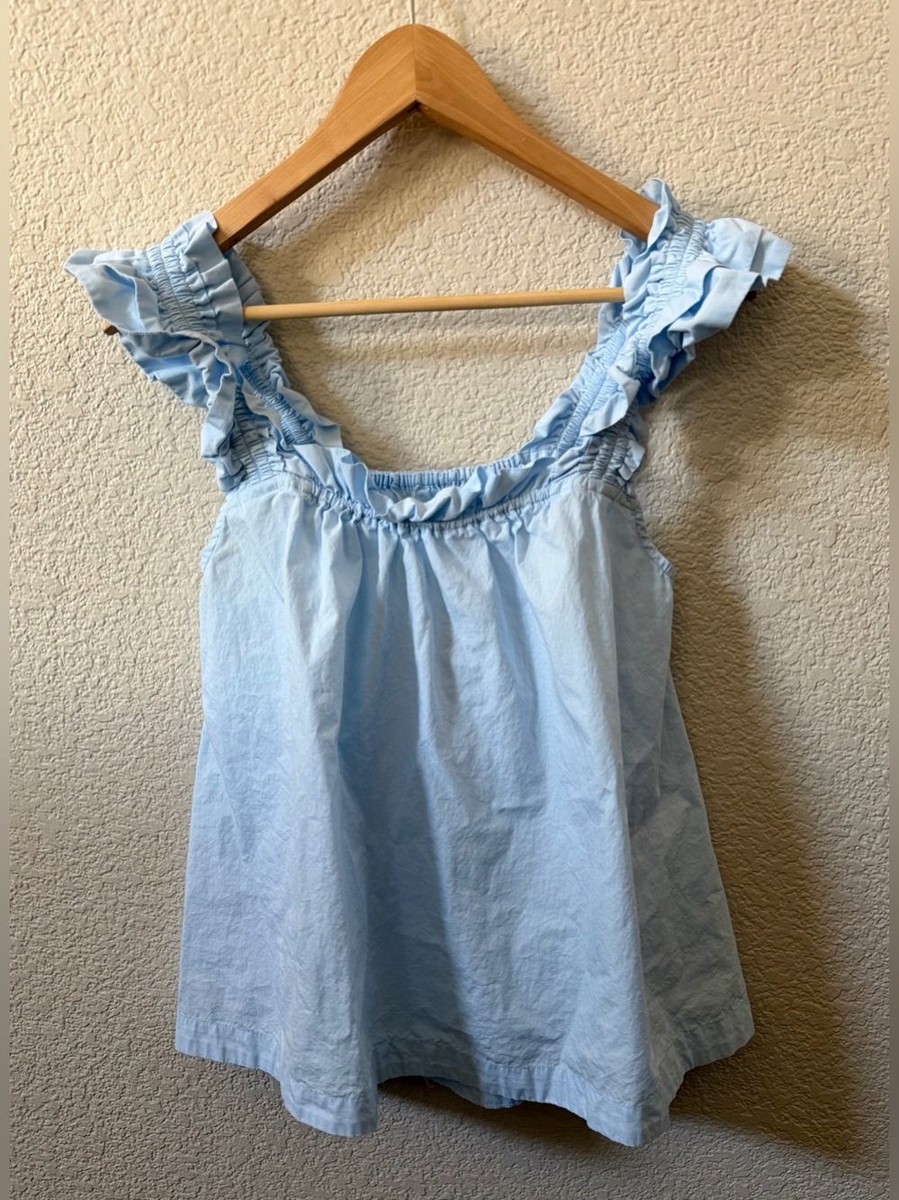 PIYAMA Medium Nicolette Square Neck Baby Blue Pajama Ruffle Strap Tank Coquette